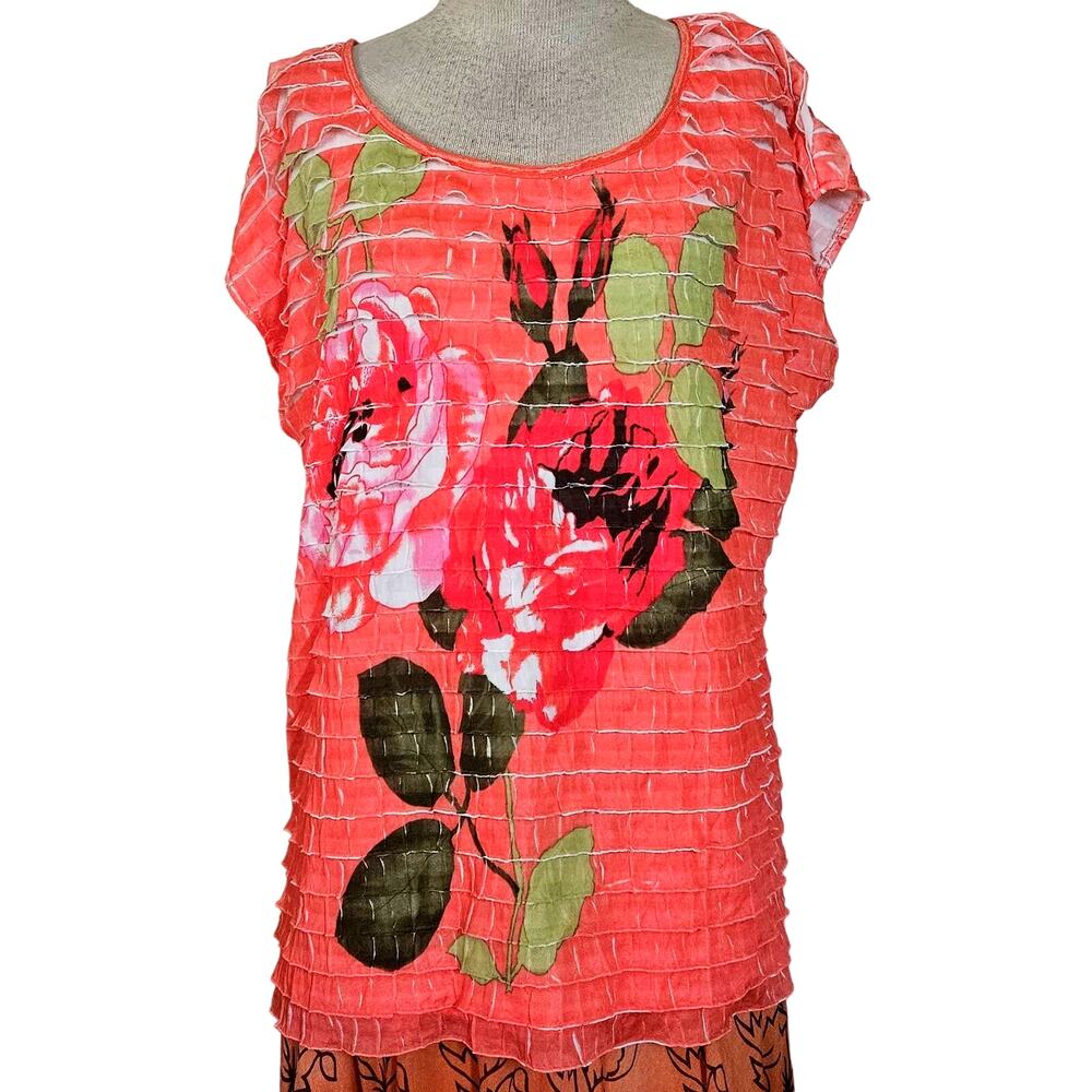 Floral Short Sleeve Blouse Size XL